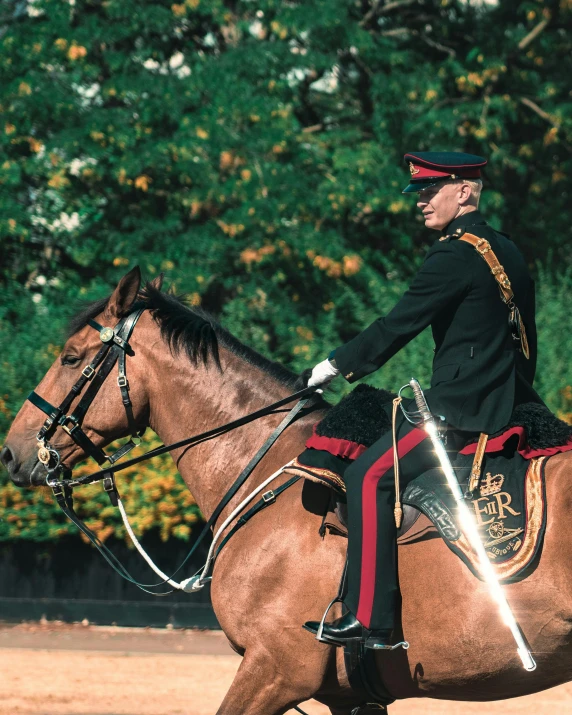 a man in uniform sitting on top of a horse