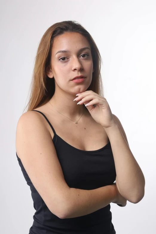 a woman in black shirt posing for a picture