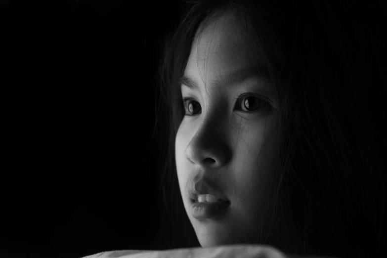 black and white portrait of a young woman