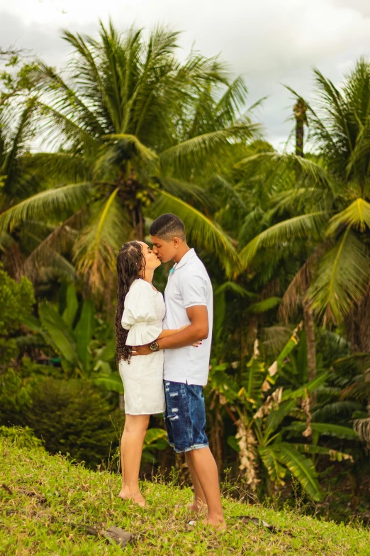 a man and woman in love standing close together