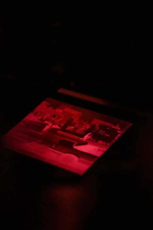 the table is illuminated with some red lights