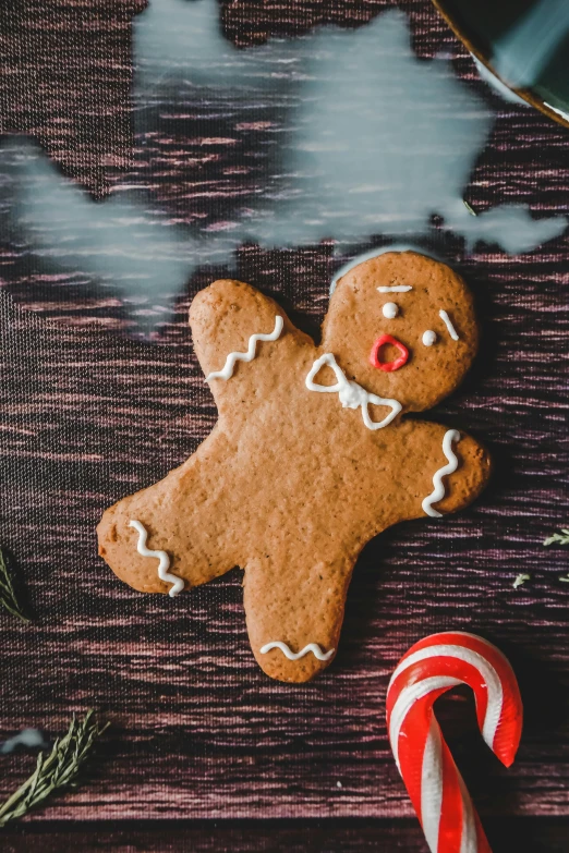 some cut up gingerbread with white and red accents