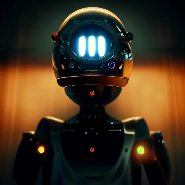 there is a picture of a robot with lights on