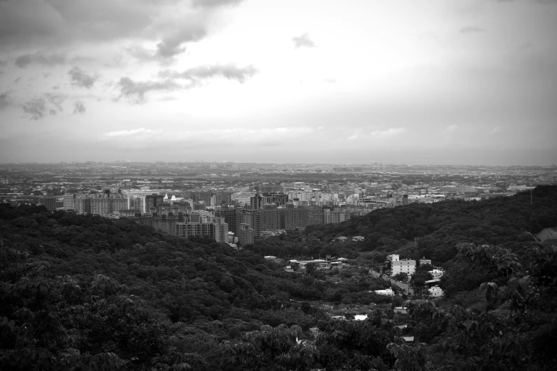 an overview of a city and a view of a river