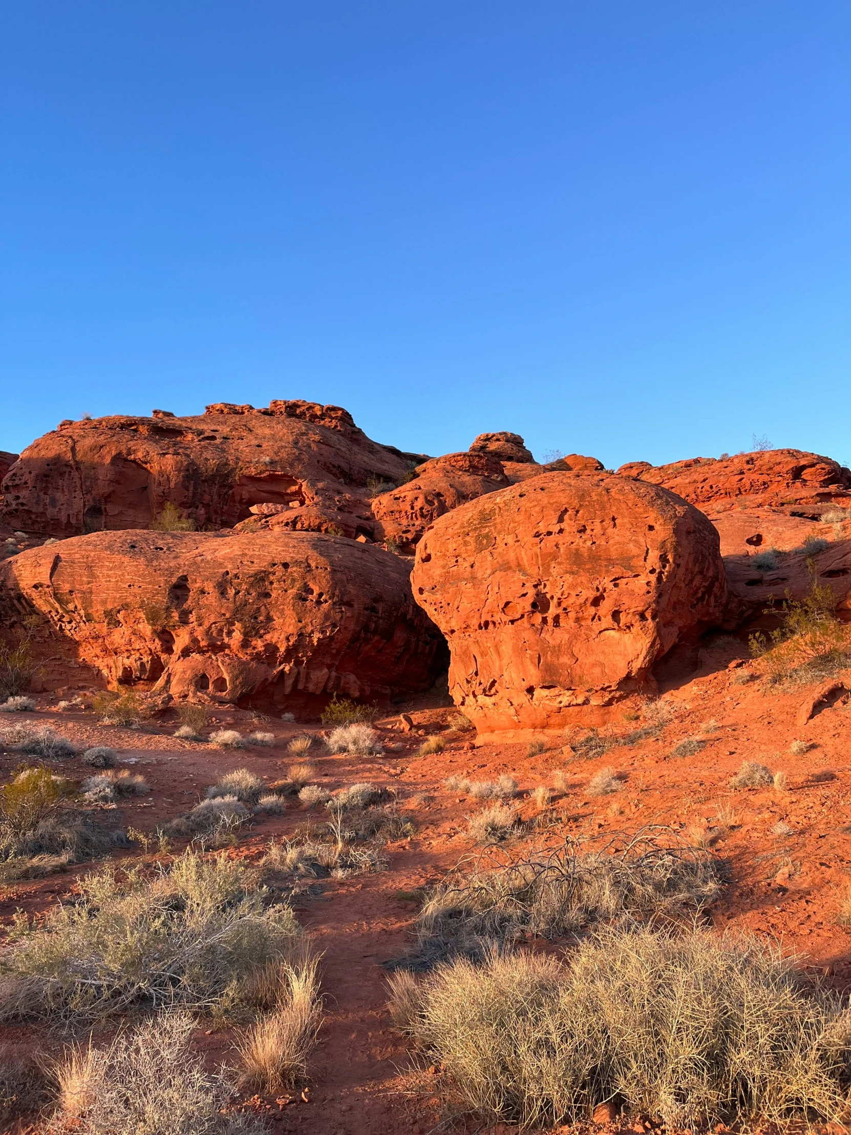 red rock formations in the desert with blue sky