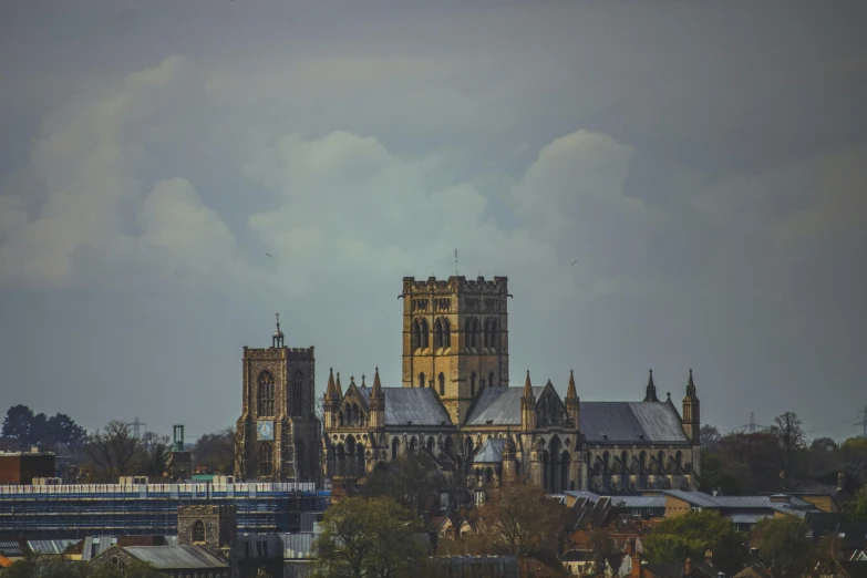 the image is looking across an old and very large city