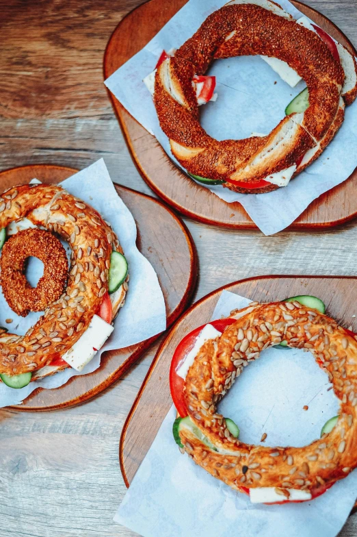 three different types of onion rings are on the table