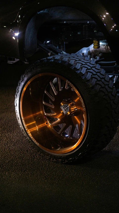 a tire has a yellow light on it