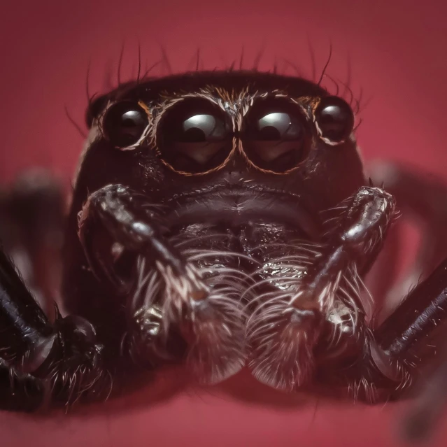 there is a close up picture of a spider with big eyes