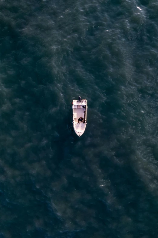 a boat is shown from above on the water