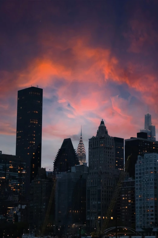 a night s of buildings in the distance