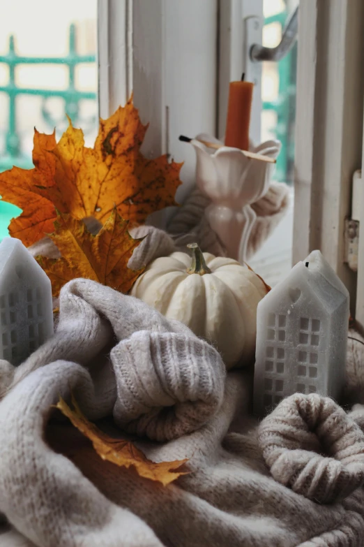 the fall decorations are all made from sweaters and other items