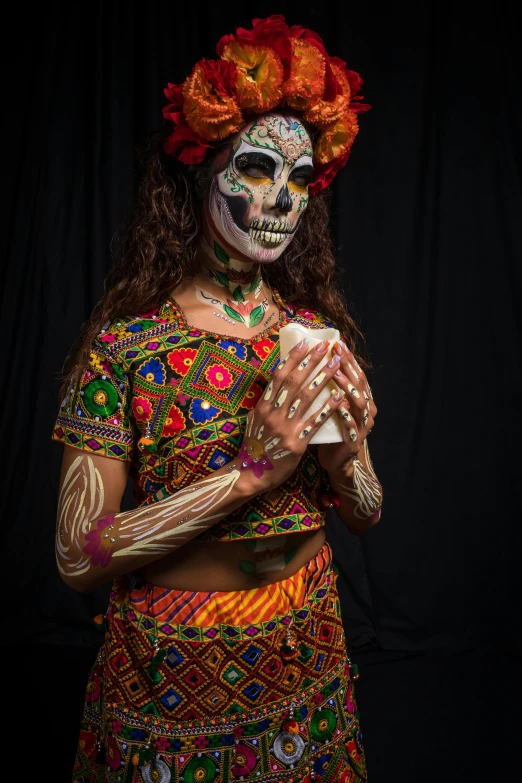 an image of a woman with painted makeup on