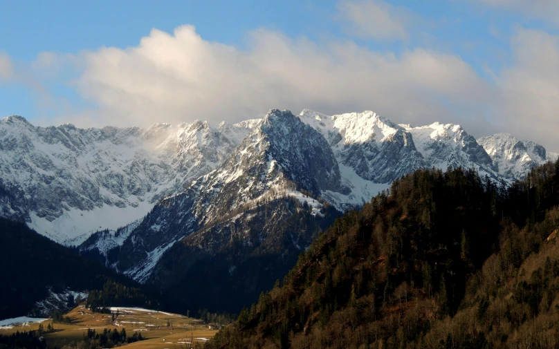 mountains covered with snow in the background