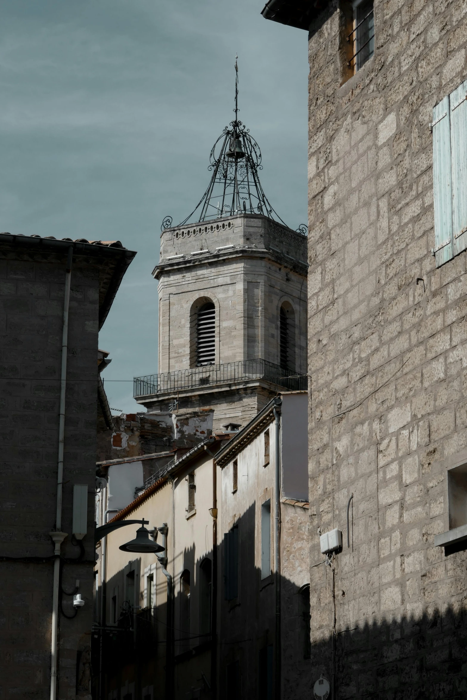 a view of some buildings from outside their windows