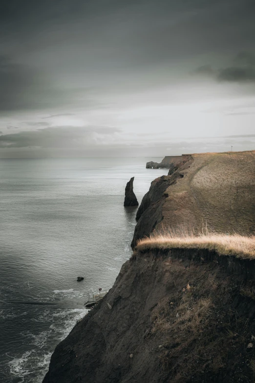 view of an ocean and cliffs from a hill