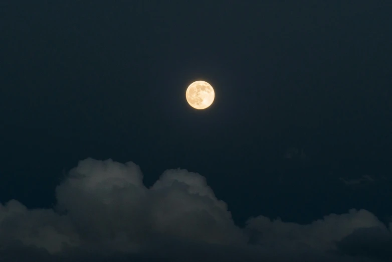 a full moon over some clouds in the night sky