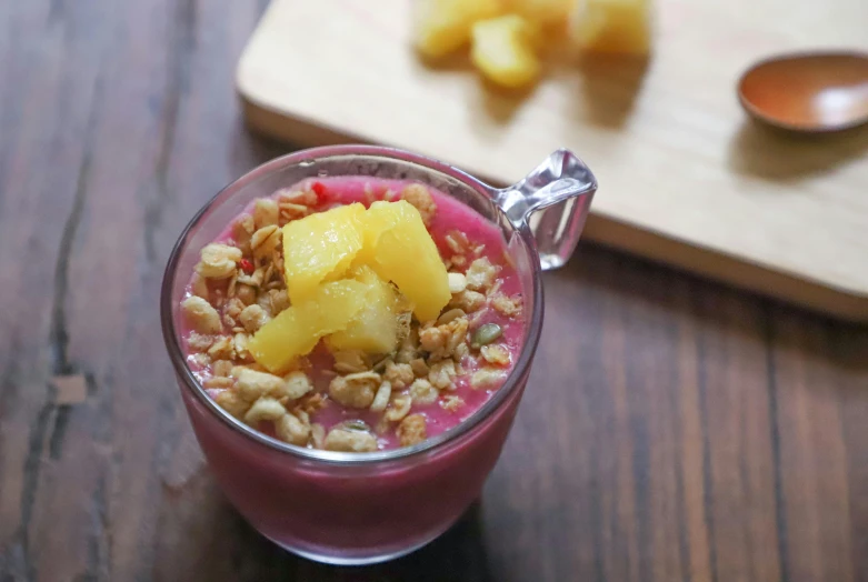 some food that is inside of a glass