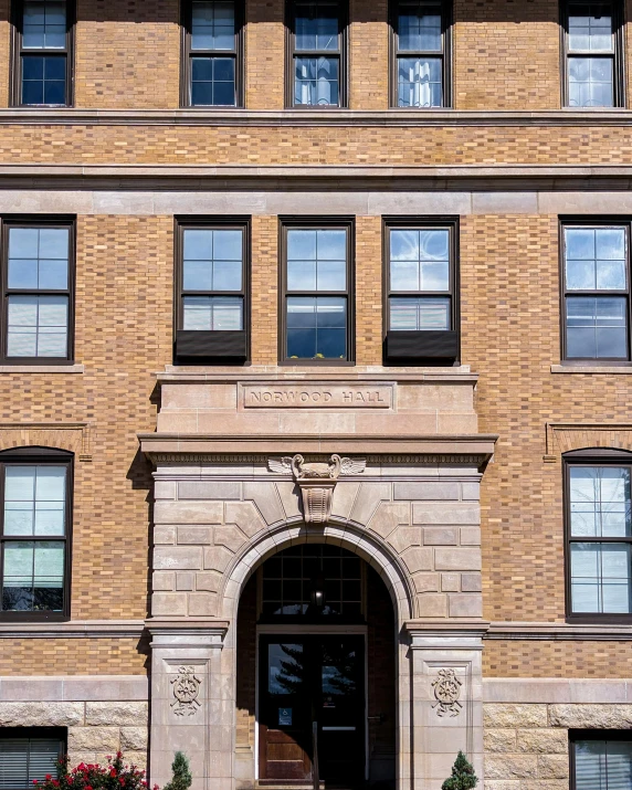 the door to the front of the school is opened