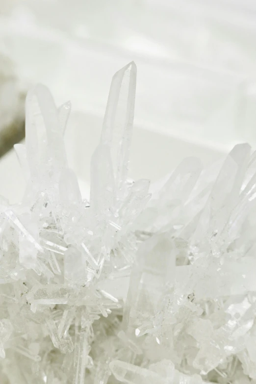 ice crystals on a white surface for display