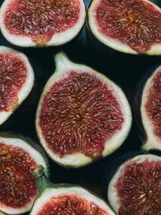 the fruit is cut in half on the table