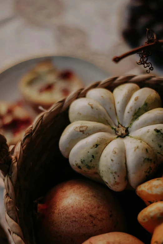 an assortment of fruit are shown in a basket