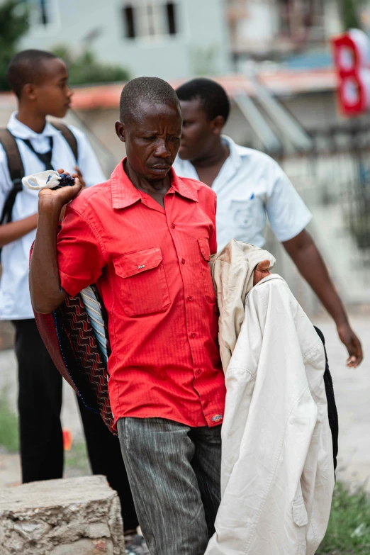 two men with clothes on the street