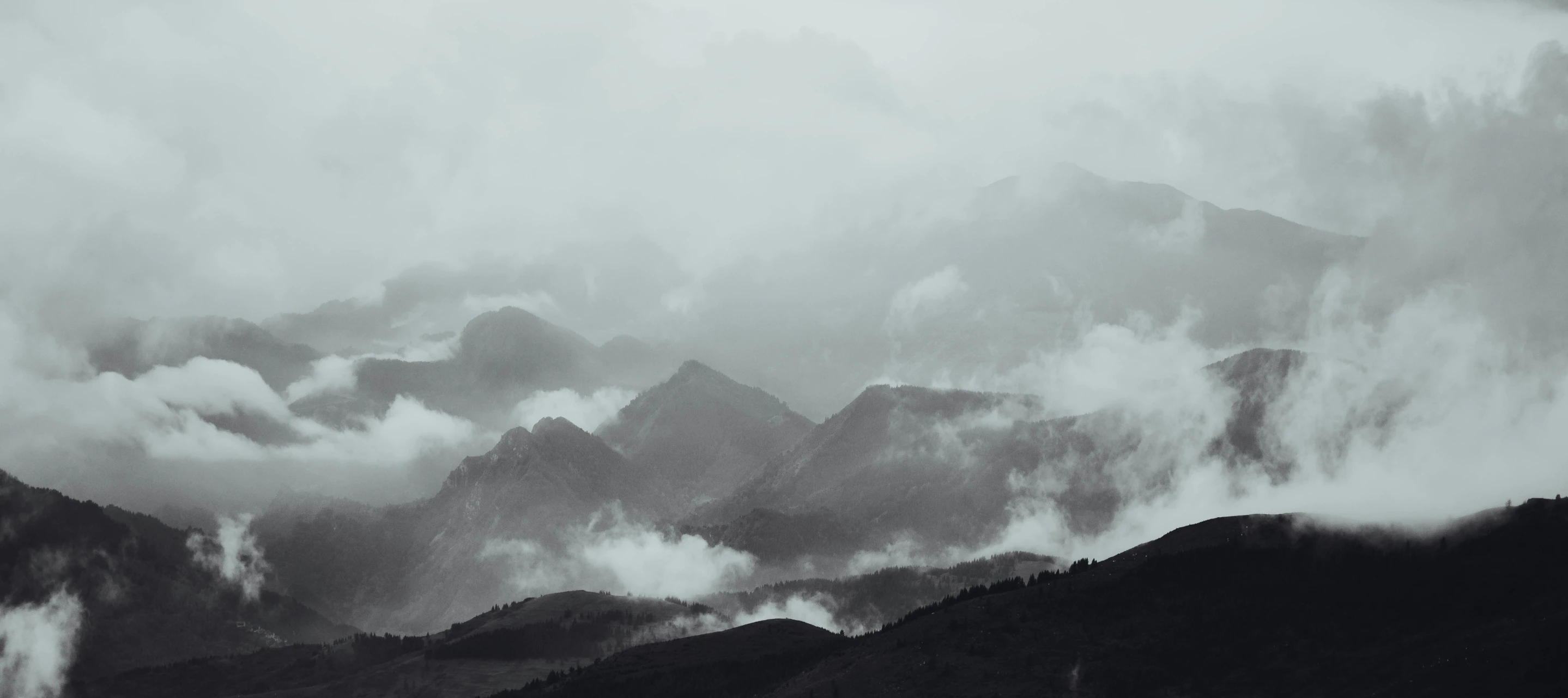 some very pretty mountains in the fog