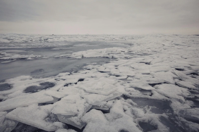 the ice is covered in lots of snow