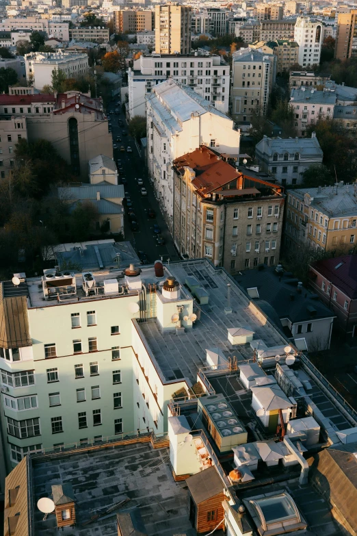 the buildings on the hill top are all lined up