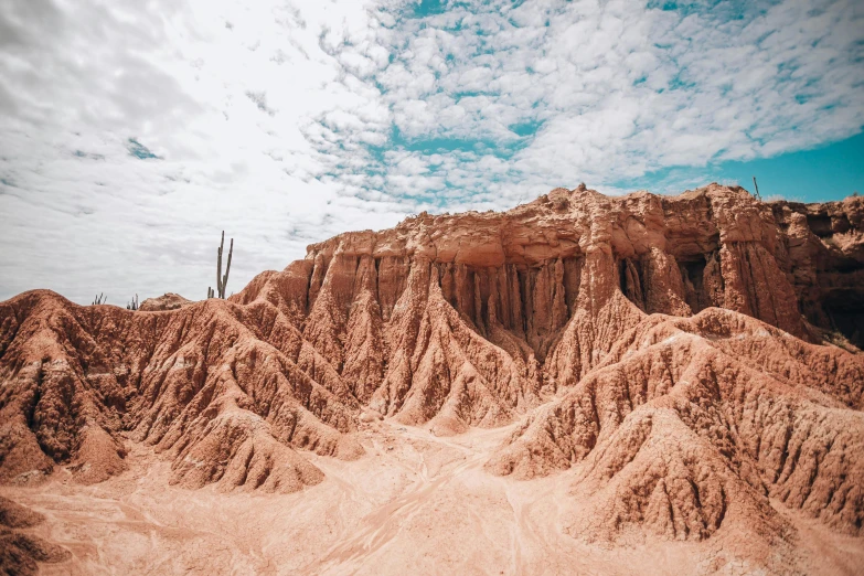 an interesting terrain has several layers of sandy