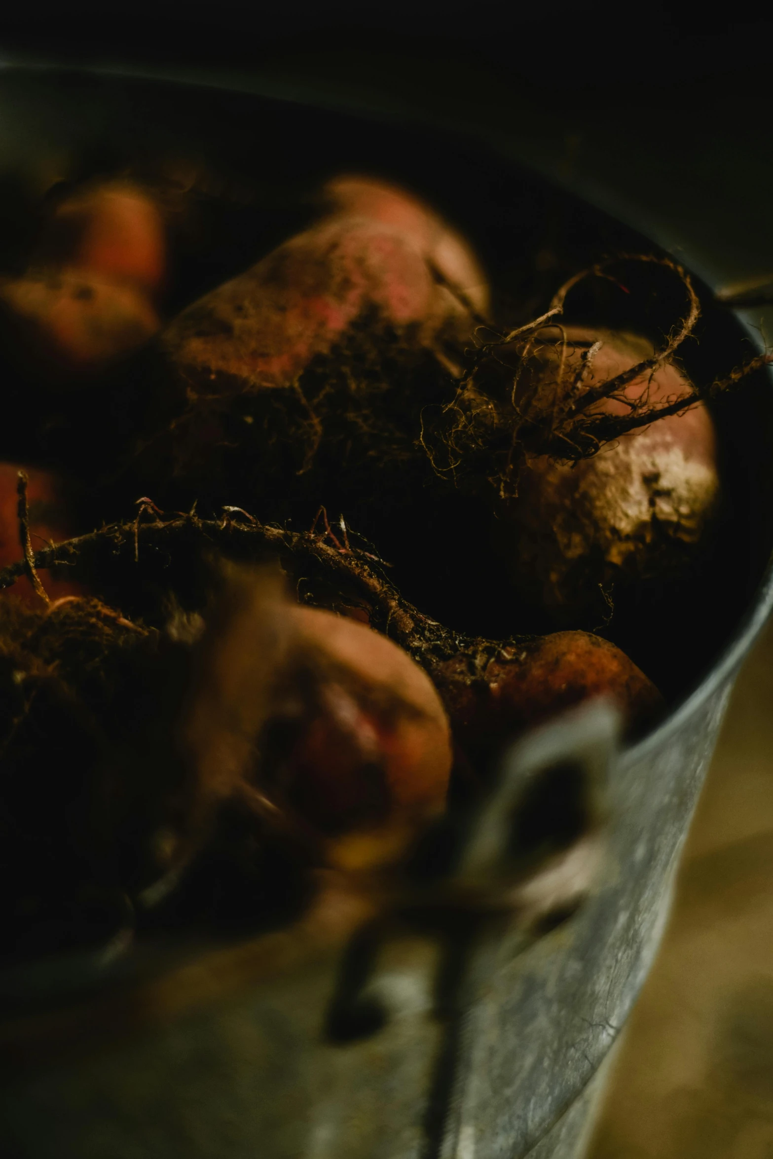 a bunch of small potato are being shown in an antique bucket