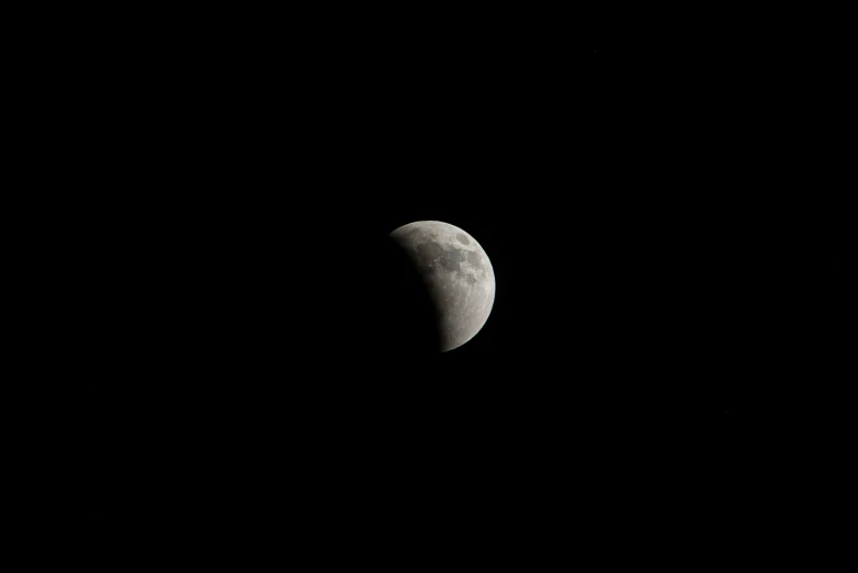 an extremely dark night showing the half moon