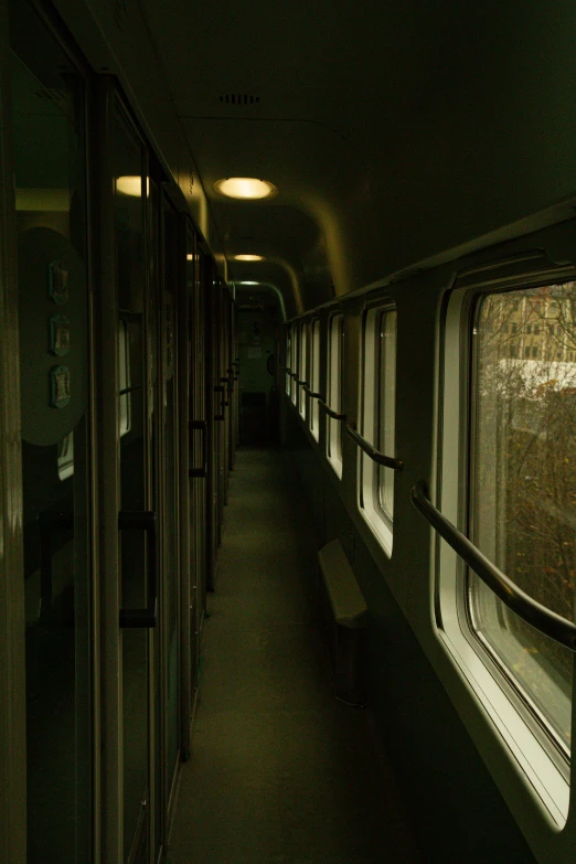 a train is shown with lights and windows