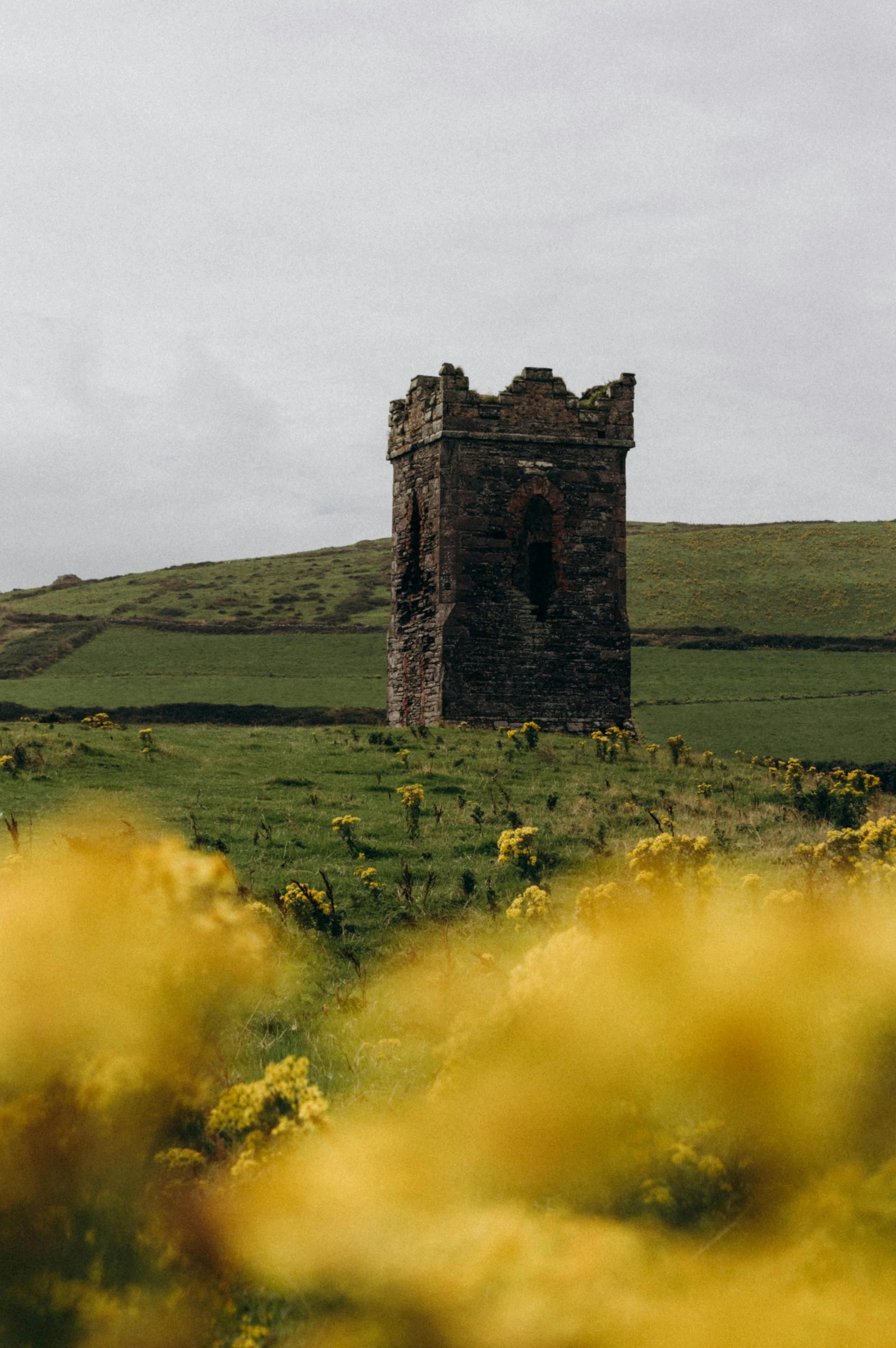 an abandoned building sitting in the middle of a field