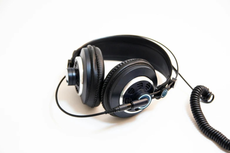 a close up of a pair of headphones on a white background