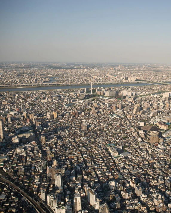 an aerial view of a city in the distance