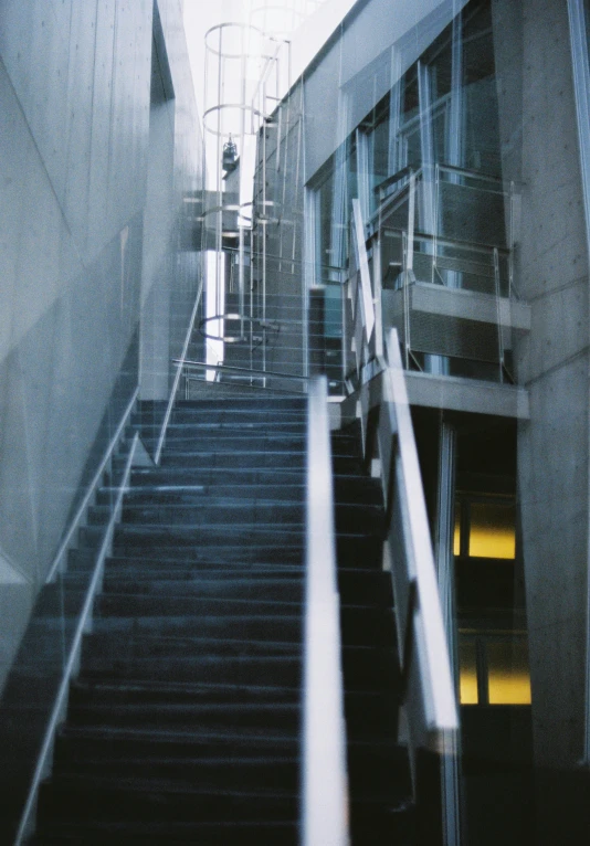 a stairwell leading to an office building