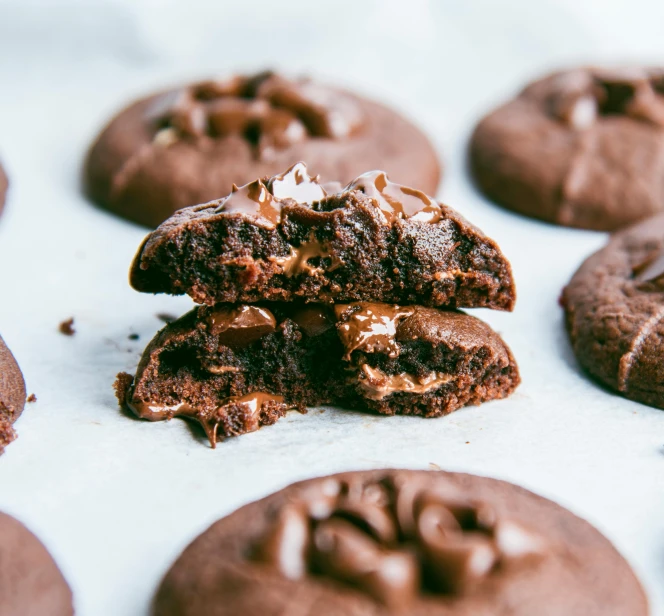 the chocolate cookies have bite taken out of them