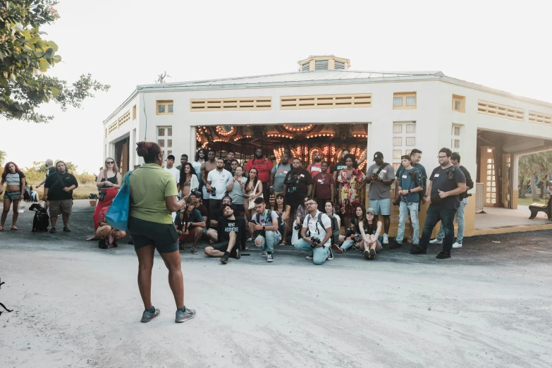 the group of people are waiting to take part in a show