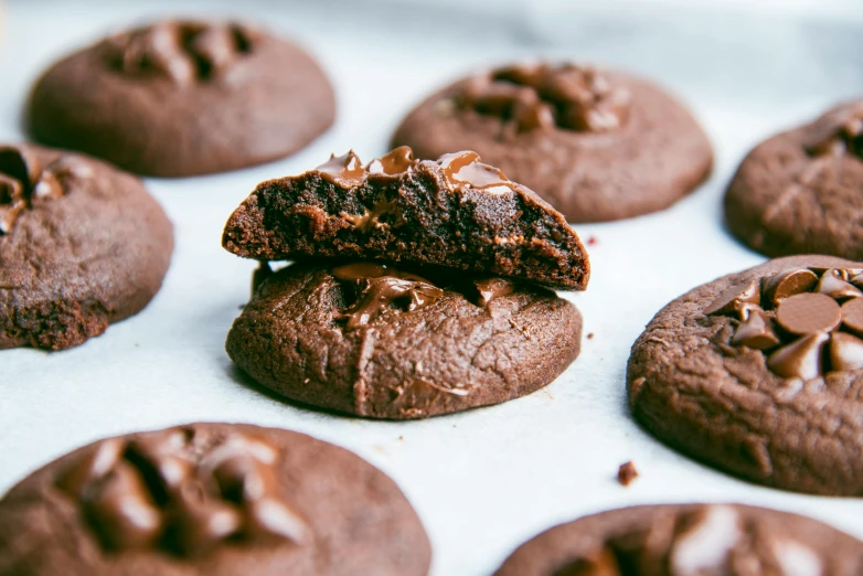 an chocolate cookie sitting on top of each other