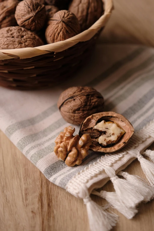 nut kernels with seeds in a bowl on a table