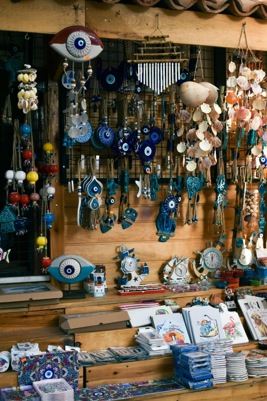 a large assortment of ornaments in a store