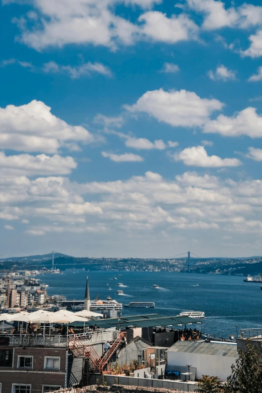 a cloudy day with boats in the water