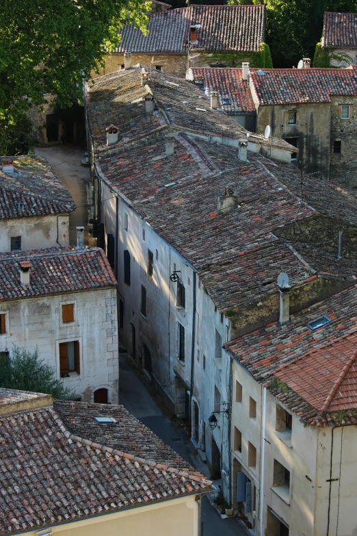 the rooftops of an old city are broken down