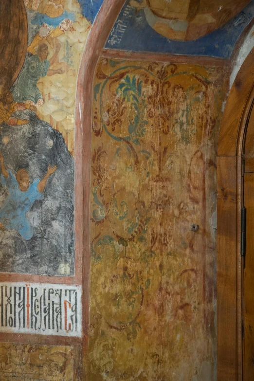 a painted wall in an old church