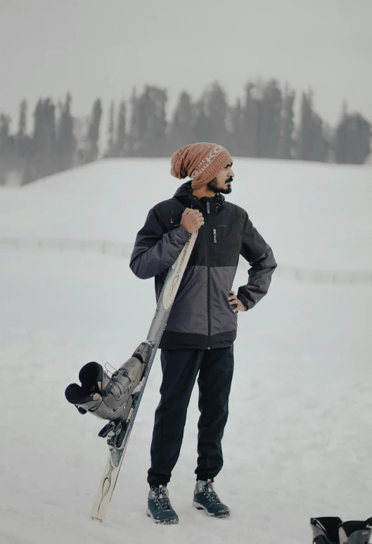 a man that is standing up in the snow