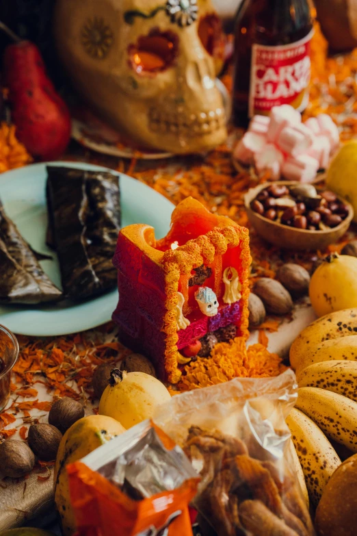 the party is decorated with edible sweets and chocolates