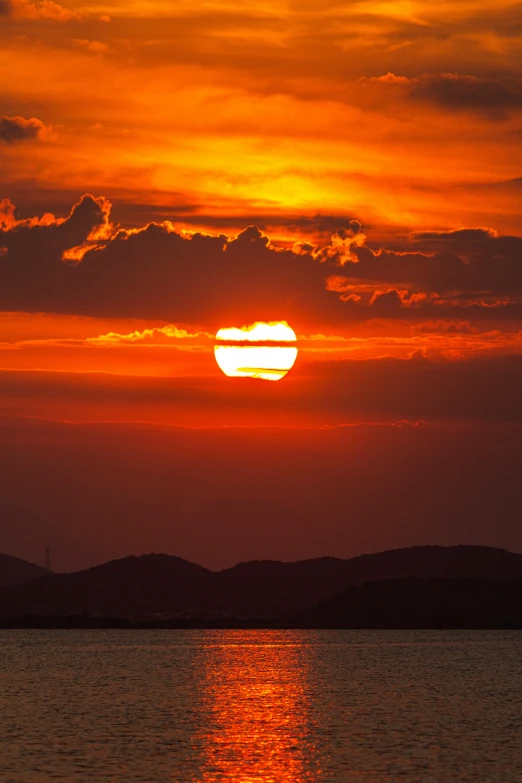 a large body of water during a sunset