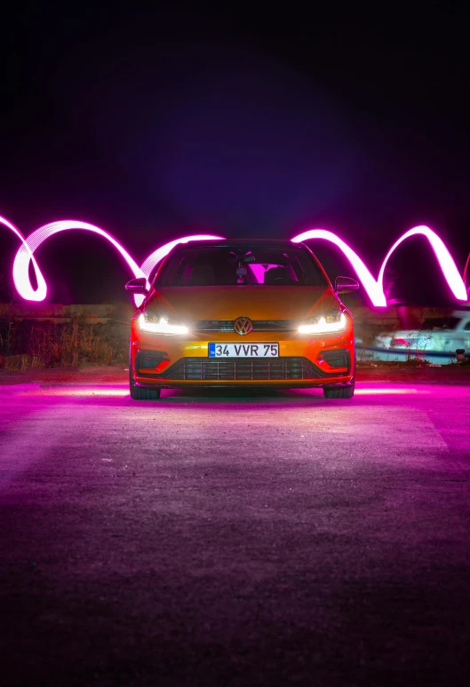 a car is shown with a lot of lights on it